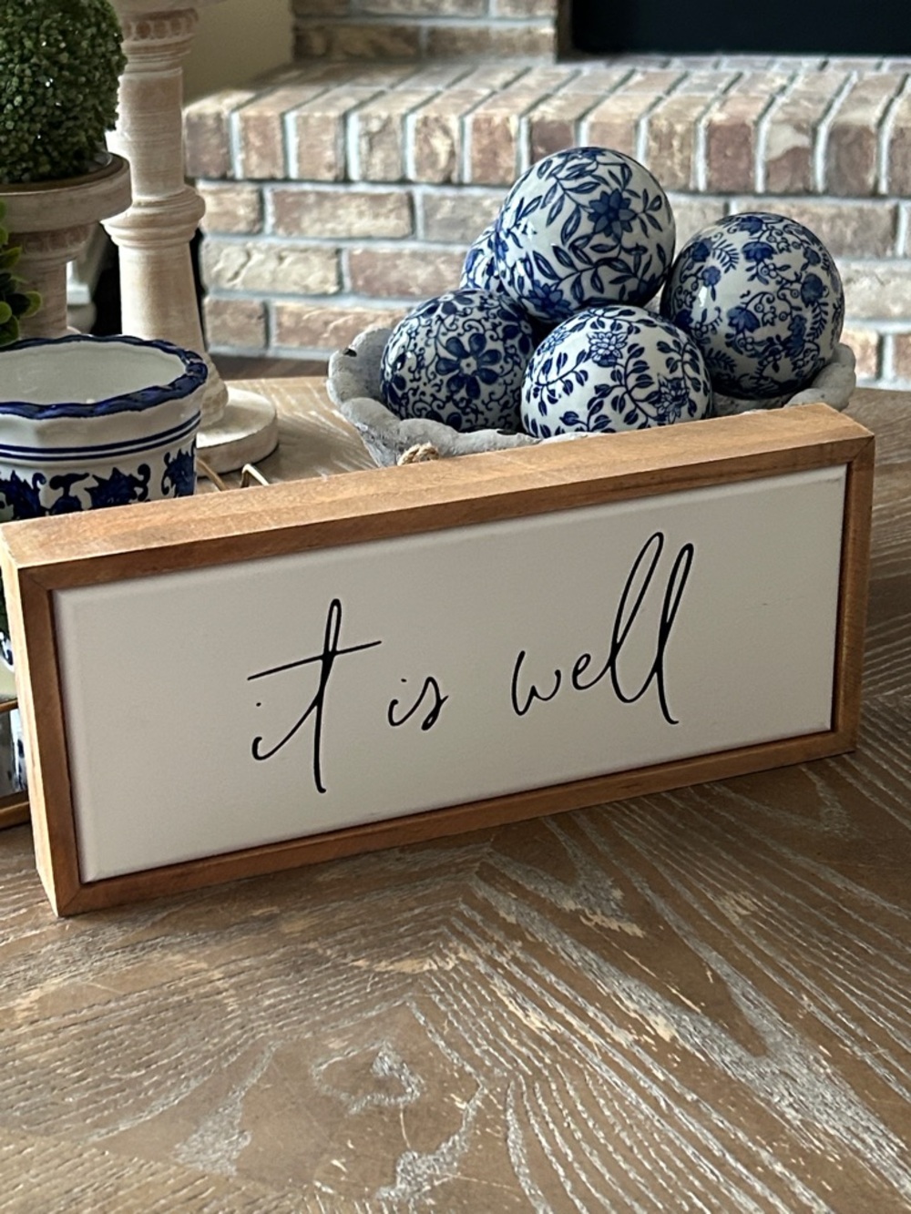 NEW! Bohemian Cottage Rustic Wood Frame It Is Well Sign - Picture 5 of 5